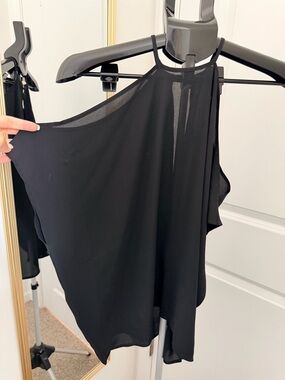 Express Chiffon Cold-Shoulder Black Top